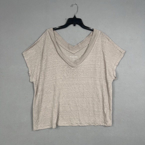 Soft Surroundings Tops - Soft Surroundings Shirt Womens 2X Beige Linen Slub Top Minimal Luxury Resort